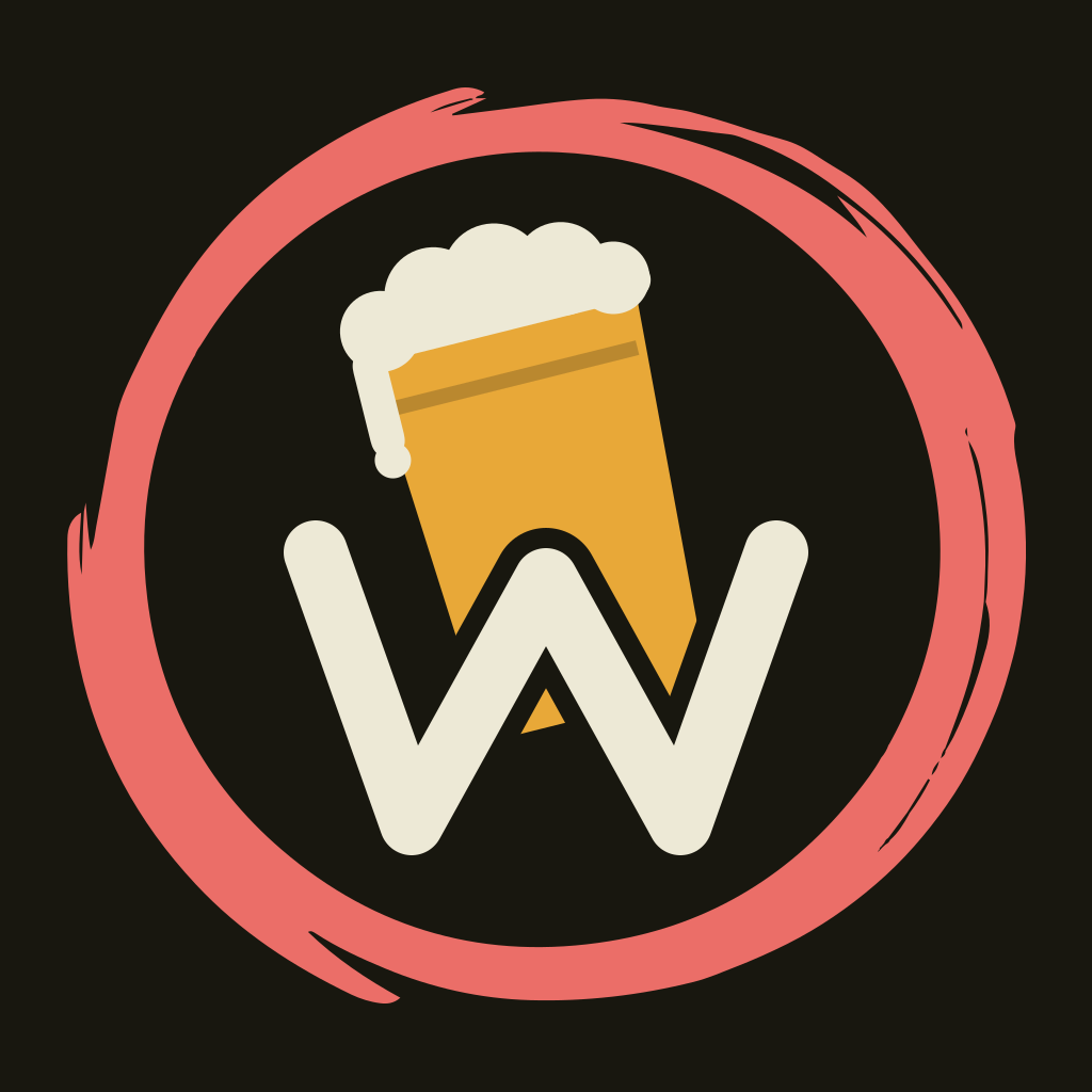 Pint glass pouring behind the wholesale.beer W